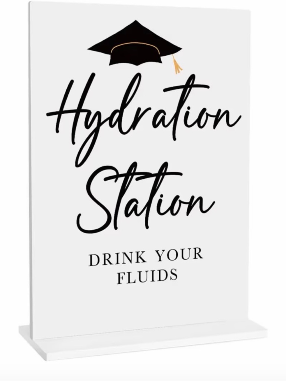 Hydration Station Sign - White with Black and Gold Accent